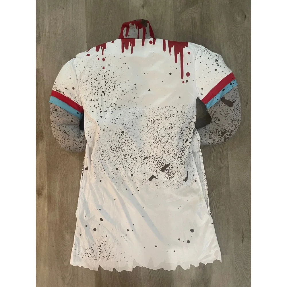 Kids Zombie Football Player Costume Large 12-14 White Red Halloween Scary Sport